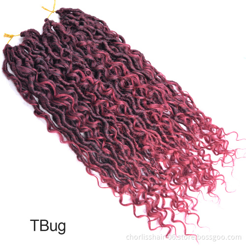 Wholesale Black Goddess Long Ombre color Faux Locs Wavy With Curly River Crochet Braids Hair Extension Afro For Black Women
